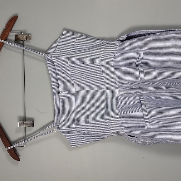 J. Crew Linen Blue and White Striped Wide Leg Pant Suit - Picture 6 of 8